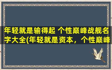 年轻就是输得起 个性巅峰战舰名字大全(年轻就是资本，个性巅峰战舰名字集锦推荐)